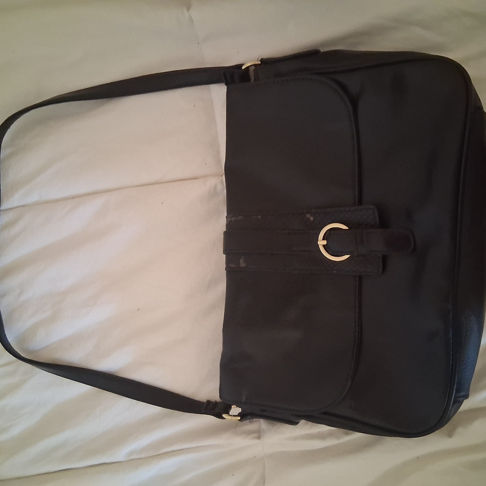 Black Vintage Avon Shoulder Bag with Gold Accent